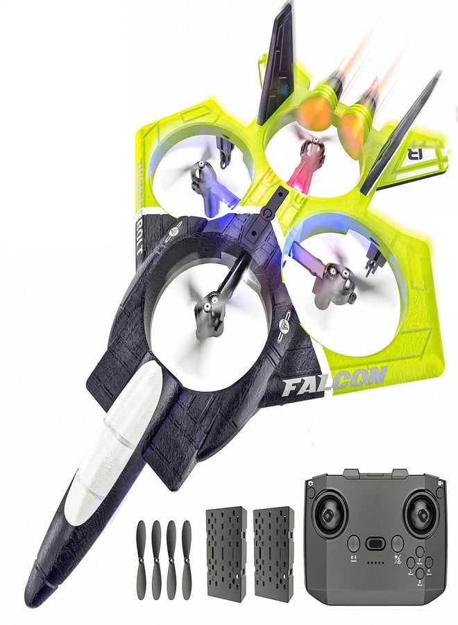 بيزغار طائرة بيزجار RC، طائرة تحكم عن بعد بتردد 2.4 جيجاهرتز بستة محاور جيروسكوب، طائرة تحكم عن بعد بالإيماءات، لعبة طائرة مقاتلة قلابة 360 درجة، ألعاب للأعمار من 8 إلى 13 عامًا مع أضواء ملاحة LED ملونة باللون الأخضر - Image 1